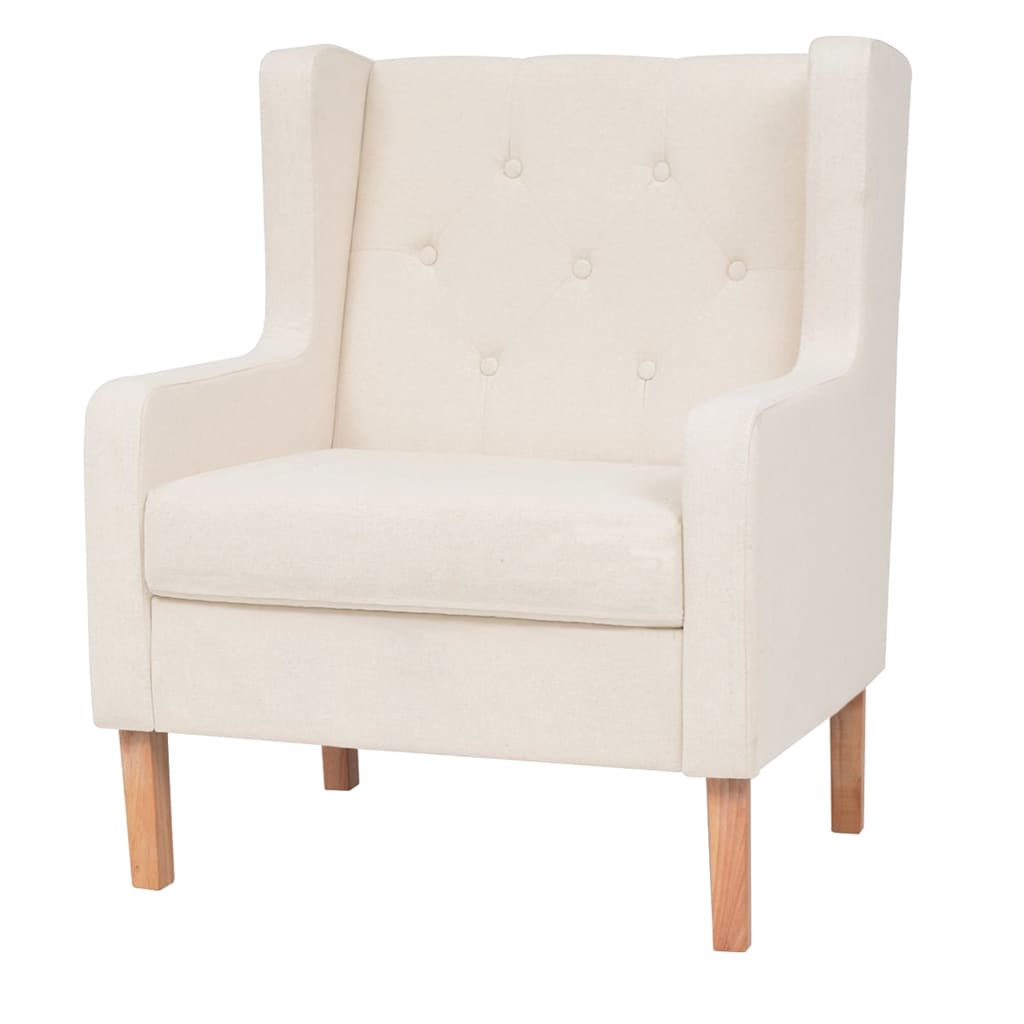 3-dijelni set sofa od tkanine krem bijeli
