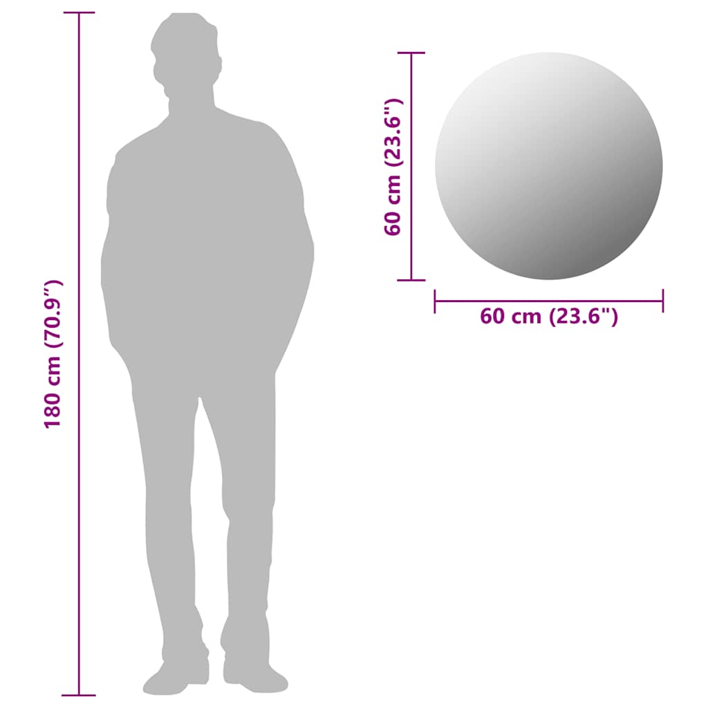 Zidno ogledalo 60 cm okruglo stakleno