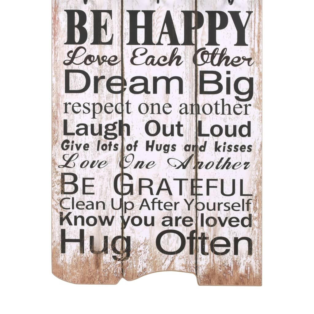 Zidna vješalica za kapute sa 6 kuka "FAMILY RULES" 120 x 40 cm