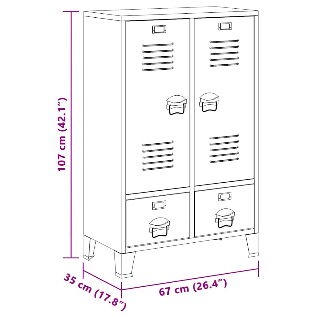 Ormar od metala u industrijskom stilu 67 x 35 x 107 cm crni