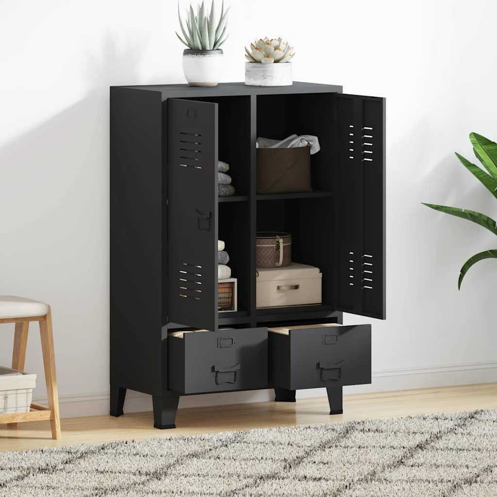 Ormar od metala u industrijskom stilu 67 x 35 x 107 cm crni