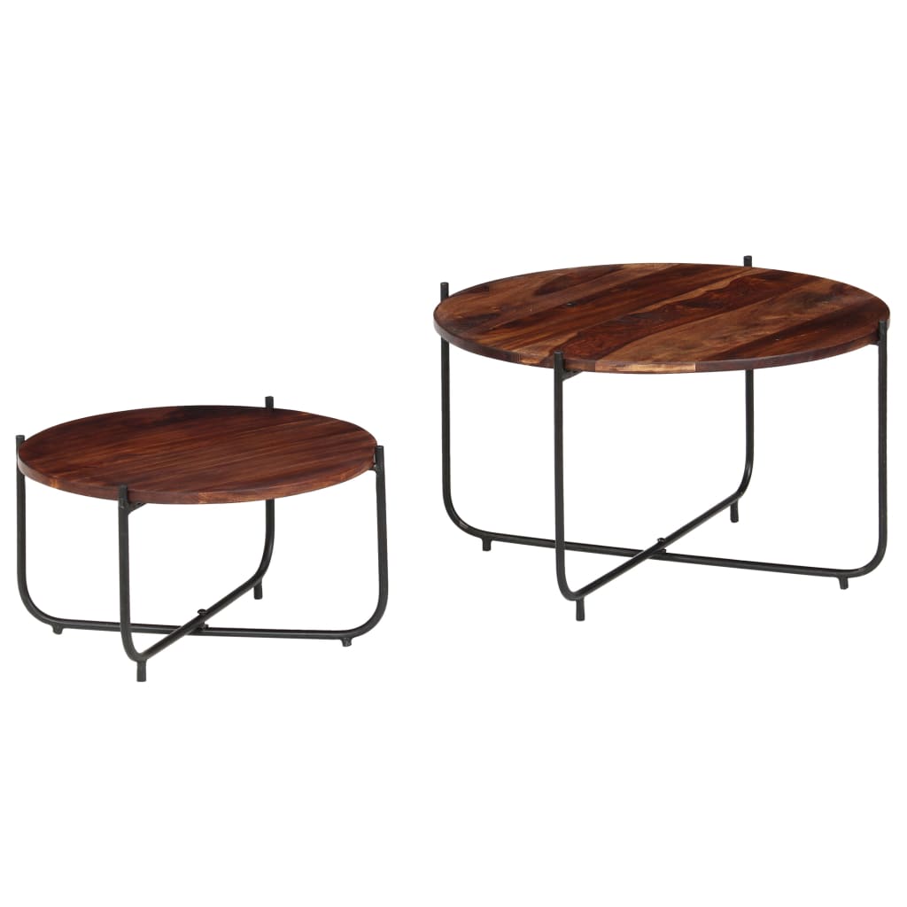 2-dijelni set stolića za kavu od masivnog drva akacije 60x35 cm