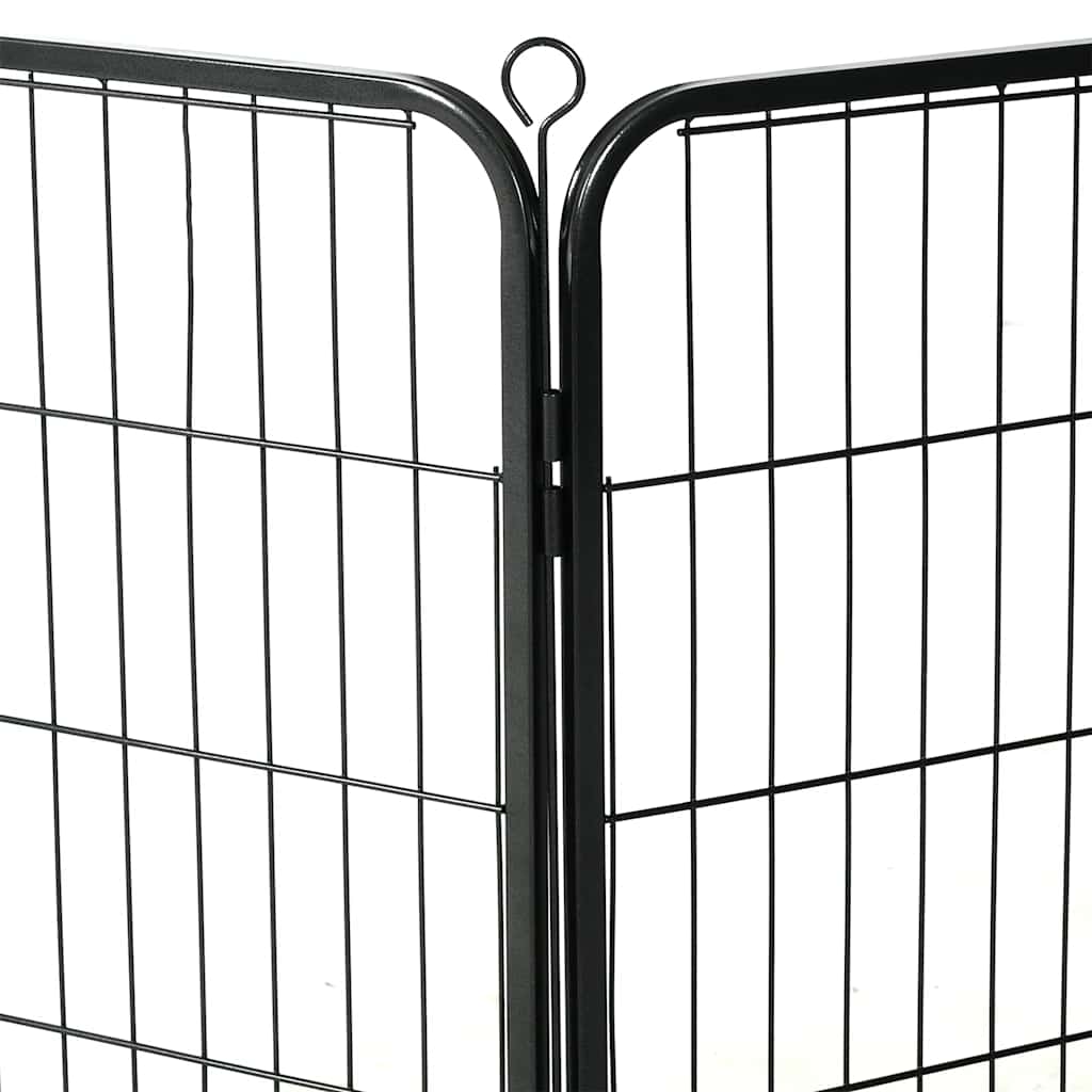 Ograda za pse s 8 ploča od čelika 60 x 80 cm crna