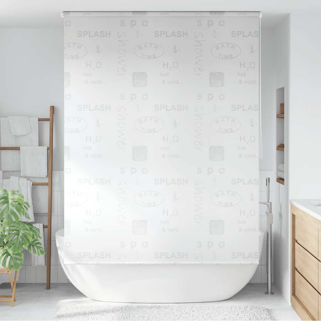 Roleta za tuš 160 x 240 cm s natpisom Splash