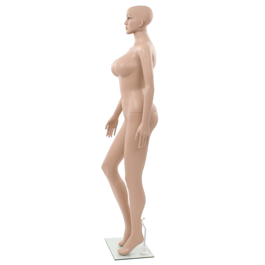 Seksi ženska lutka za izlog sa staklenim postoljem bež 180 cm