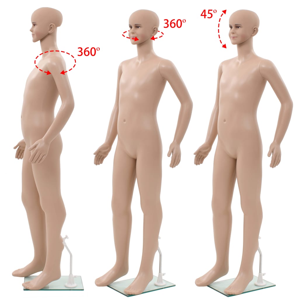 Dječja lutka za izlog sa staklenim postoljem bež 140 cm