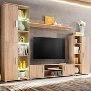 Zidni TV element s LED svjetlima boja hrasta sonome