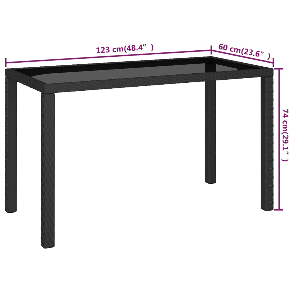 6-dijelni vrtni blagovaonski set od poliratana s jastucima crni