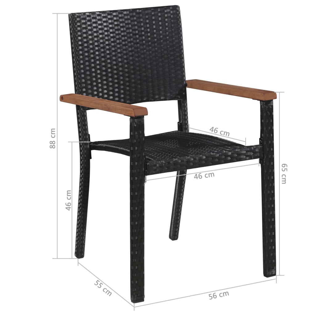 5-dijelni vrtni blagovaonski set od poliratana i bagremovog drveta