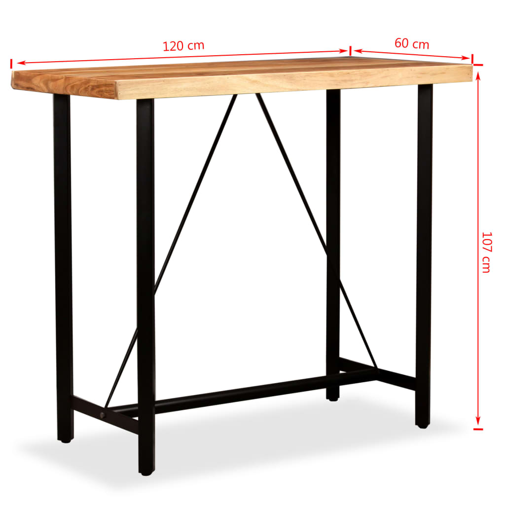 5-dijelni barski set od masivnog bagremovog drva i obnovljenog drva