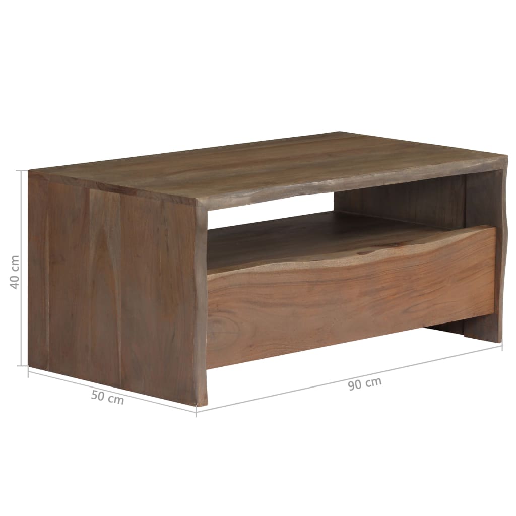 Stolić za kavu od masivnog bagremovog drva 90 x 50 x 40 cm sivi