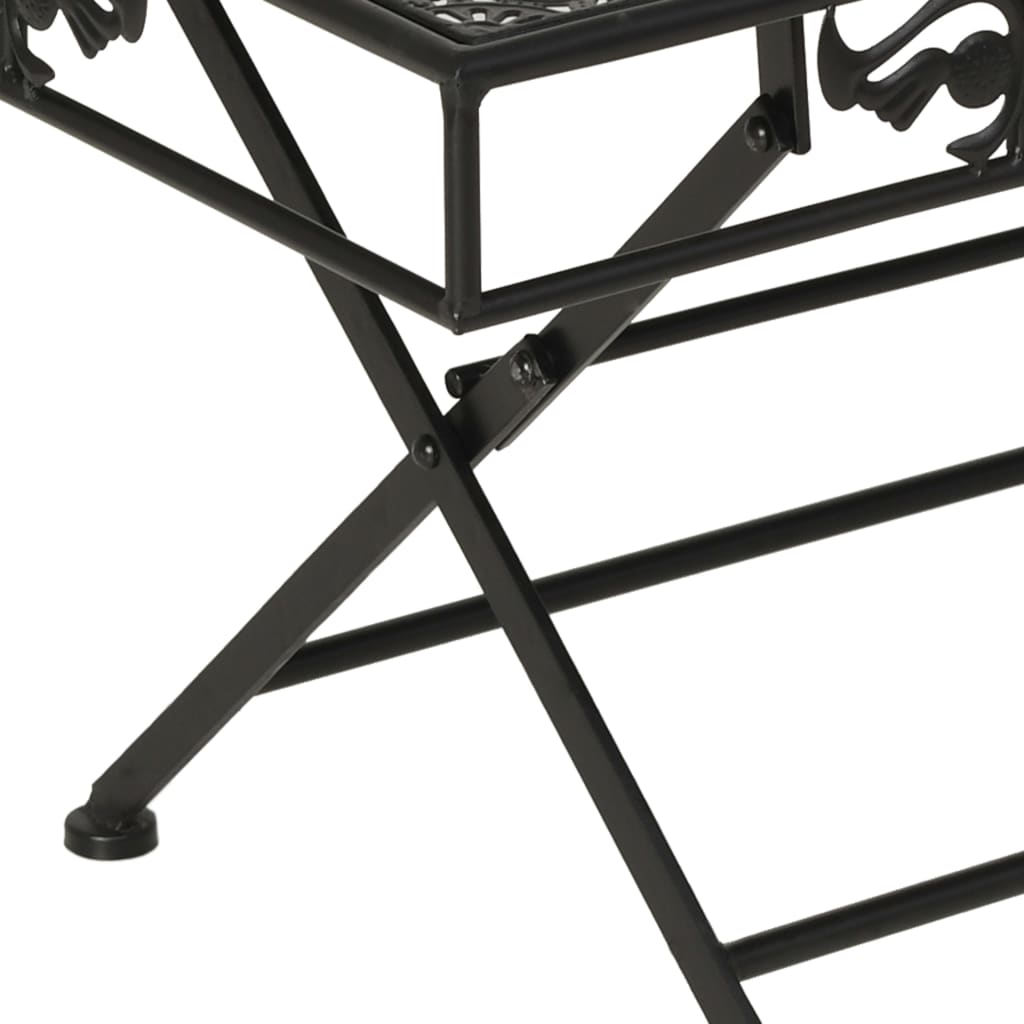 Sklopivi stolić za kavu od metala starinski 100x50x45 cm crni