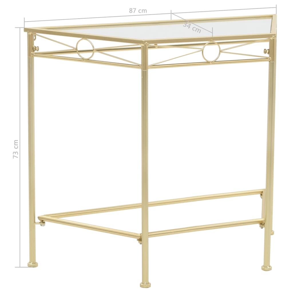 Bočni stolić u starinskom stilu metalni 87 x 34 x 73 cm zlatni