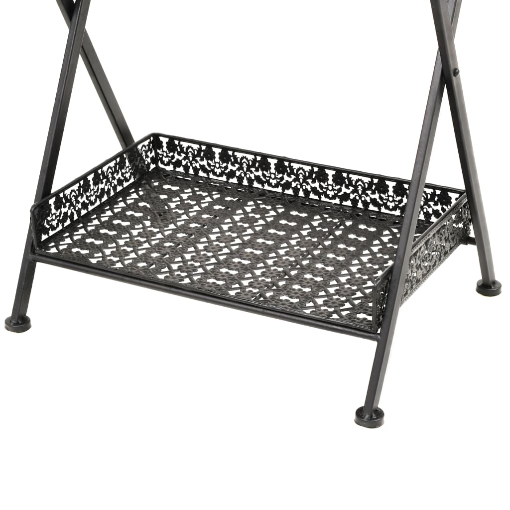 Sklopivi stolić za čaj starinski metalni 58 x 35 x 72 cm crni
