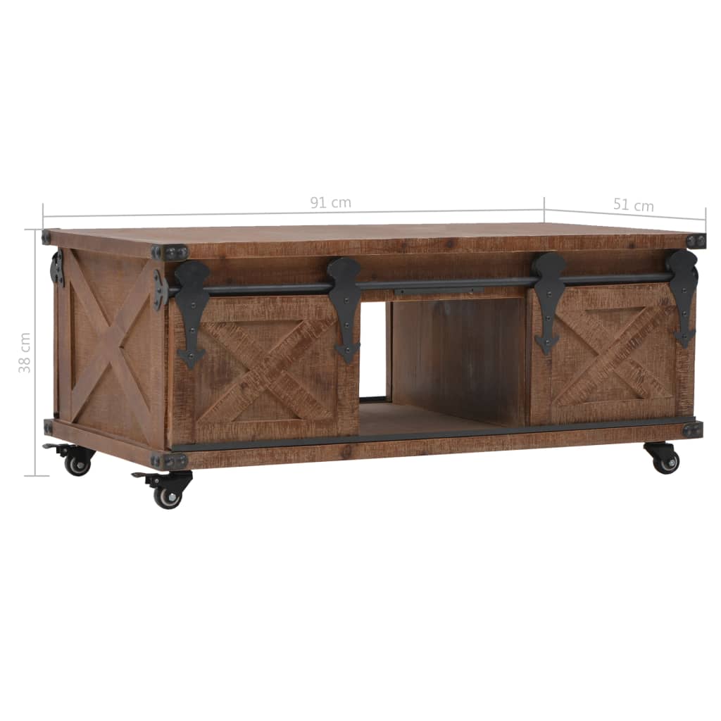 Stolić za kavu od masivne jelovine 91 x 51 x 38 cm smeđi