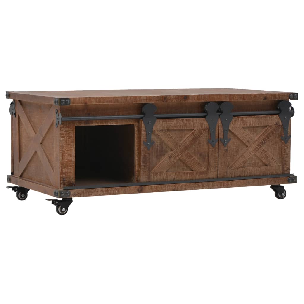 Stolić za kavu od masivne jelovine 91 x 51 x 38 cm smeđi