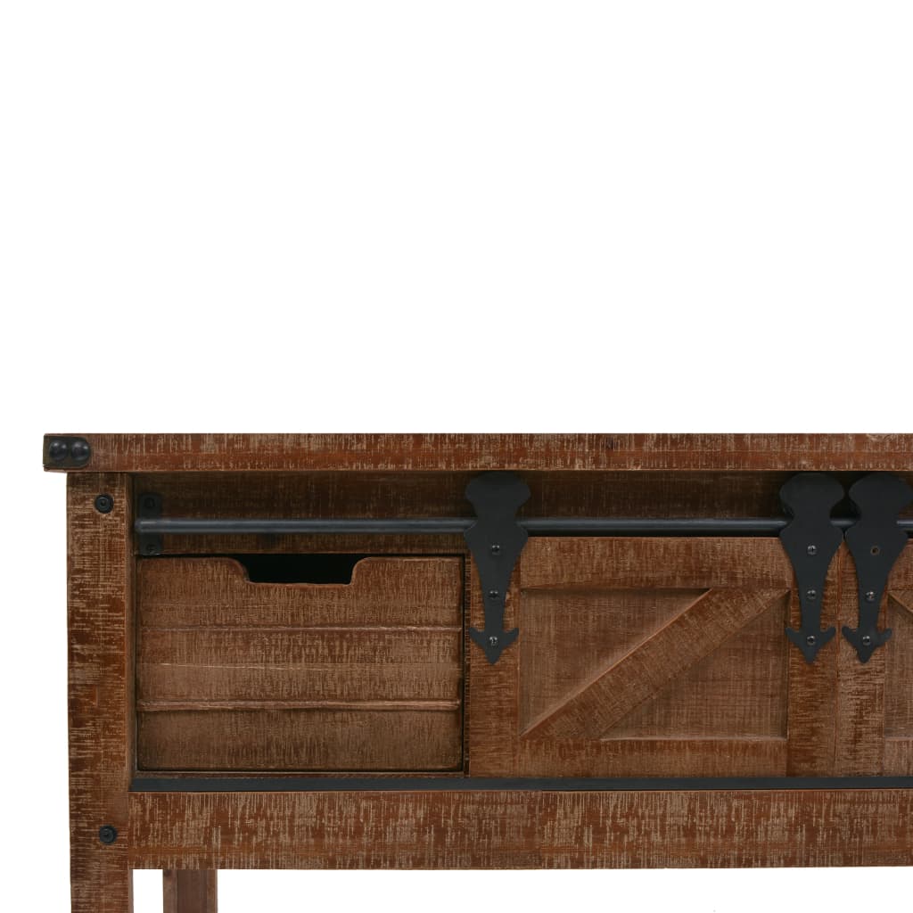 Konzolni stol od masivne jelovine 131 x 35,5 x 75 cm smeđi