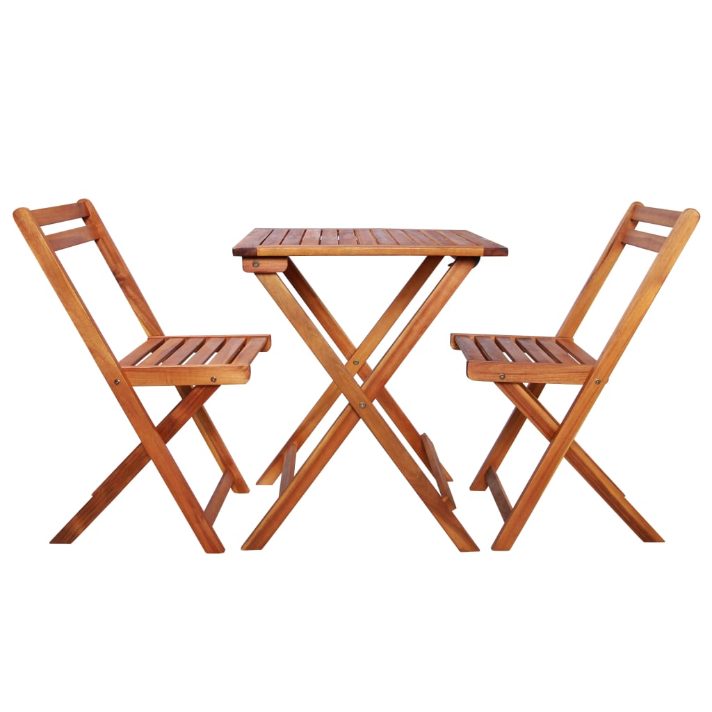 3-dijelni sklopivi bistro set od masivnog bagremovog drva