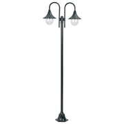 Vrtna dvostruka stupna svjetiljka od aluminija E27 220 cm tamno zelena