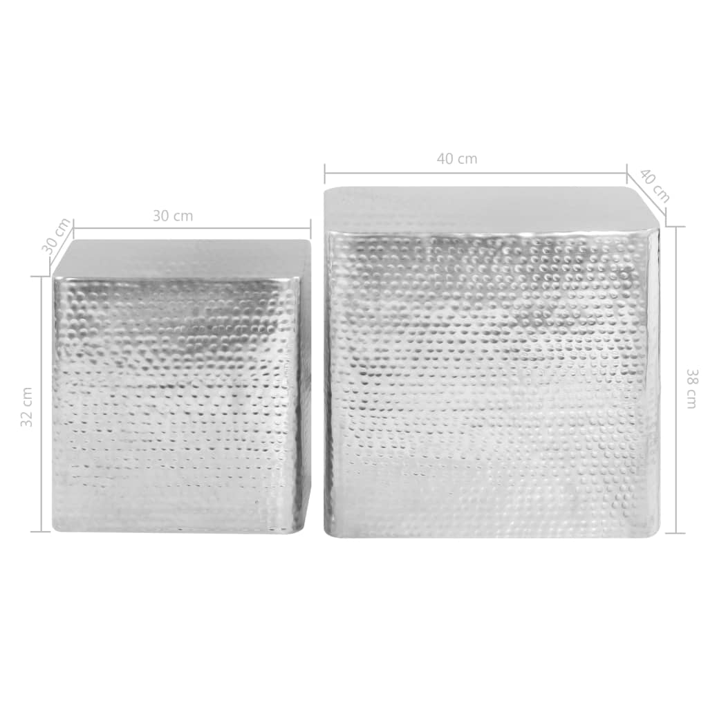 Stolići za kavu 2 kom srebrni aluminijski