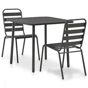 3-dijelni bistro set čelični tamno sivi