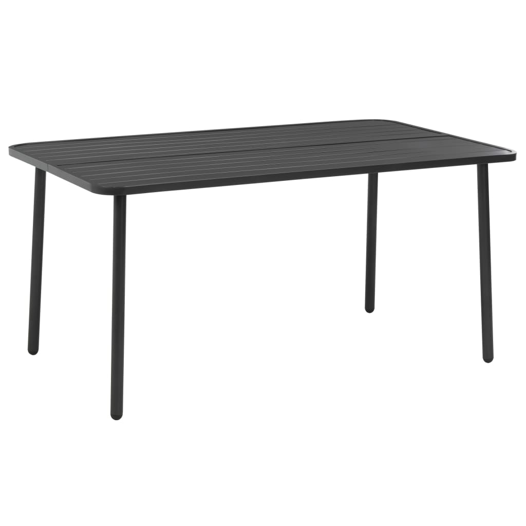 7-dijelni vrtni blagovaonski set čelični tamno sivi
