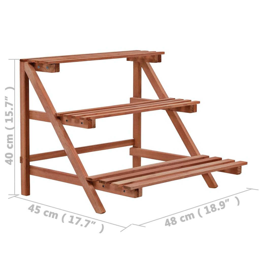 Stalak za biljke s 3 razine od cedrovine 48 x 45 x 40 cm