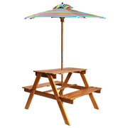 Dječji stol za piknik sa suncobranom 79x90x60 cm bagremovo drvo