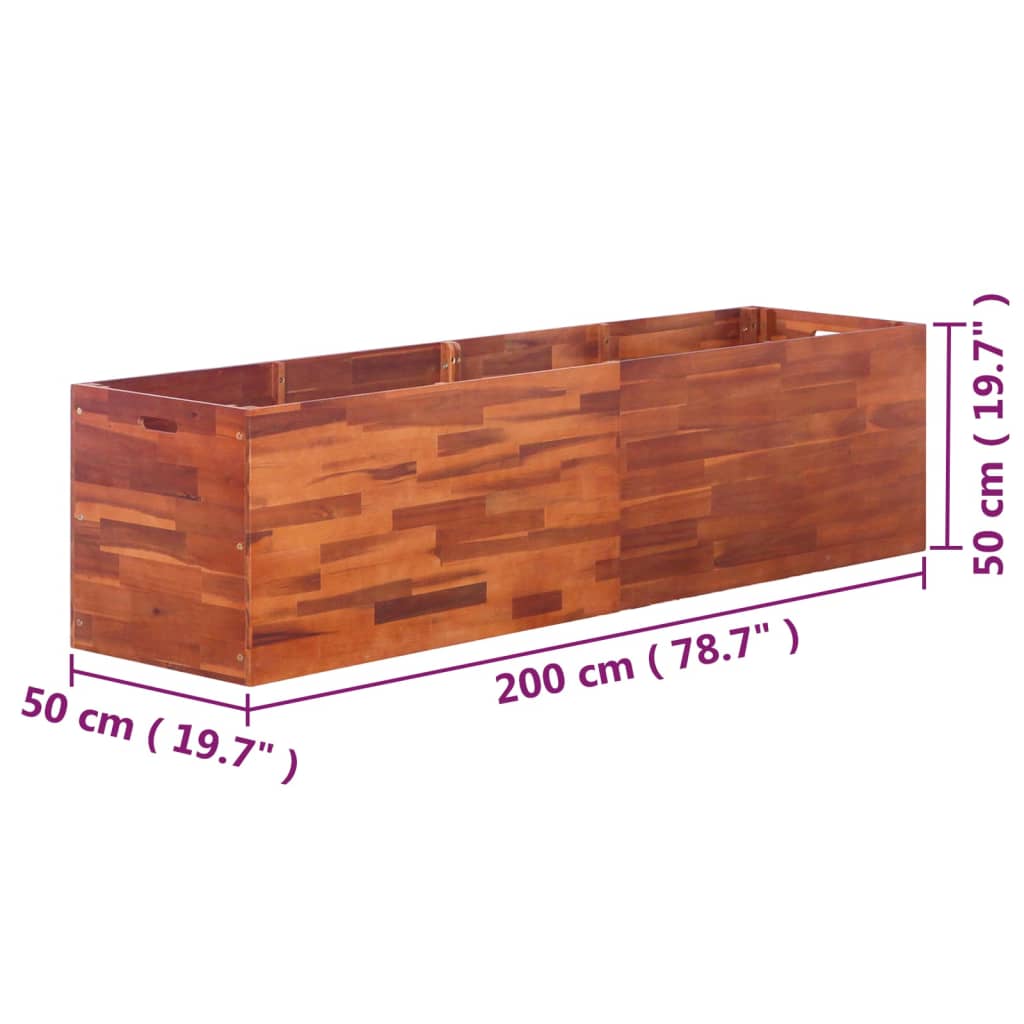 Vrtna sadilica od bagremovog drva 200 x 50 x 50 cm