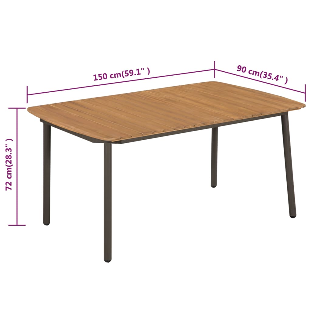 Vrtni stol 150 x 90 x 72 cm masivno bagremovo drvo i čelik
