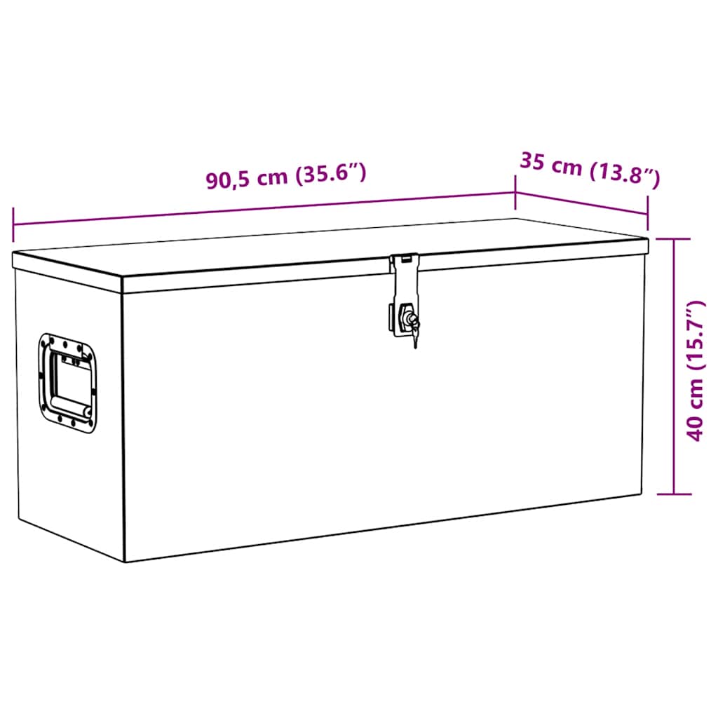 Aluminijska kutija 90,5 x 35 x 40 cm srebrna