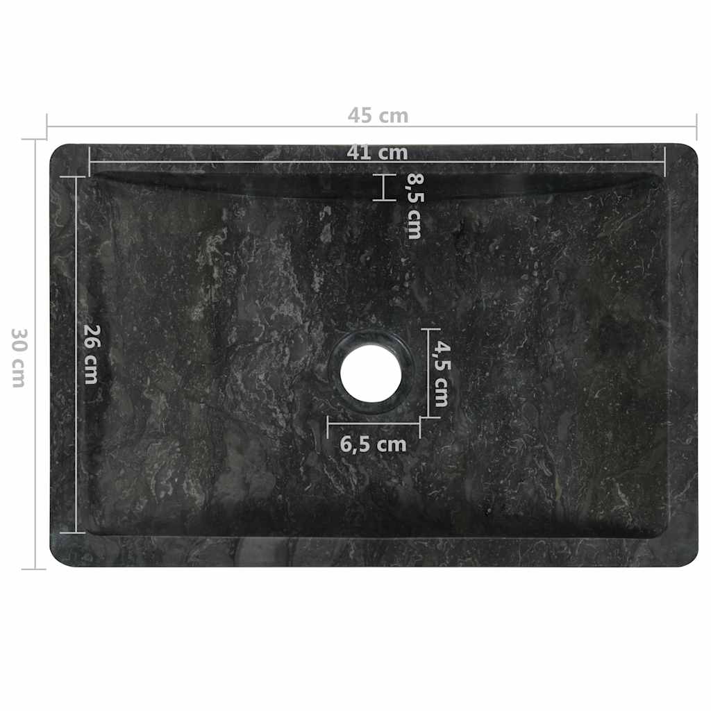 Umivaonik 45 x 30 x 12 cm mramorni visoki sjaj crni