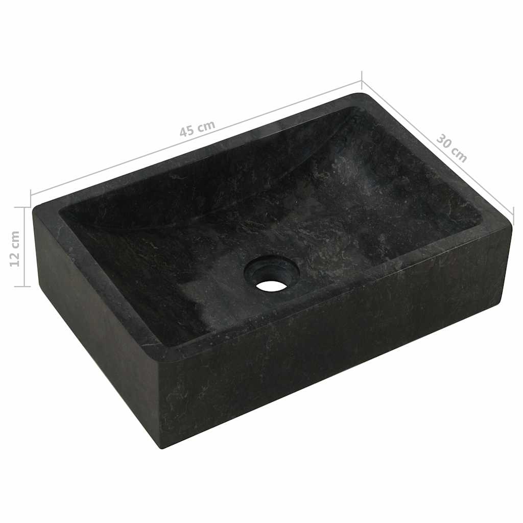 Umivaonik 45 x 30 x 12 cm mramorni visoki sjaj crni