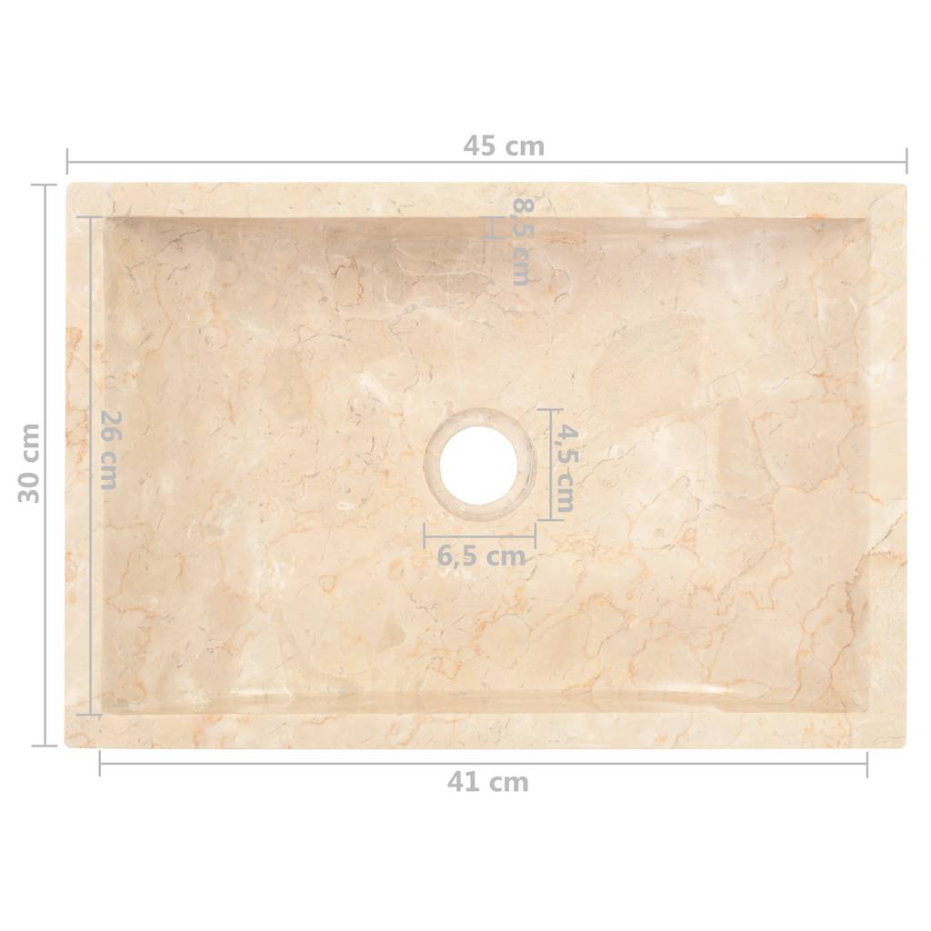 Umivaonik 45 x 30 x 12 cm mramorni visoki sjaj krem