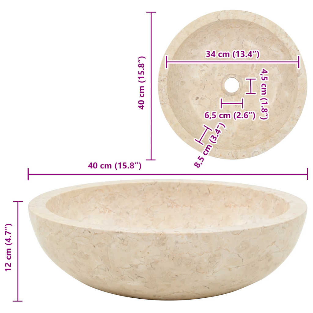 Umivaonik 40 x 12 cm mramorni krem