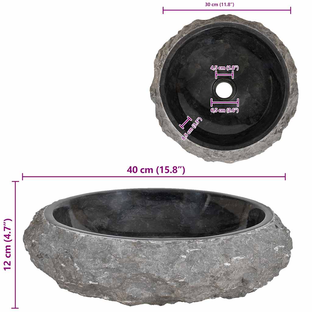 Umivaonik 40 x 12 cm mramorni crni