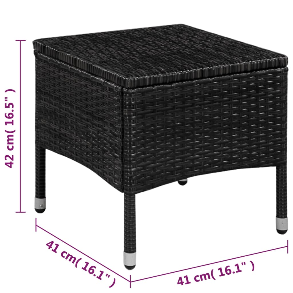3-dijelni bistro set od poliratana crni