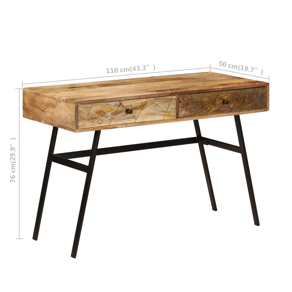 Pisaći stol s ladicama od masivnog drva manga 110 x 50 x 76 cm