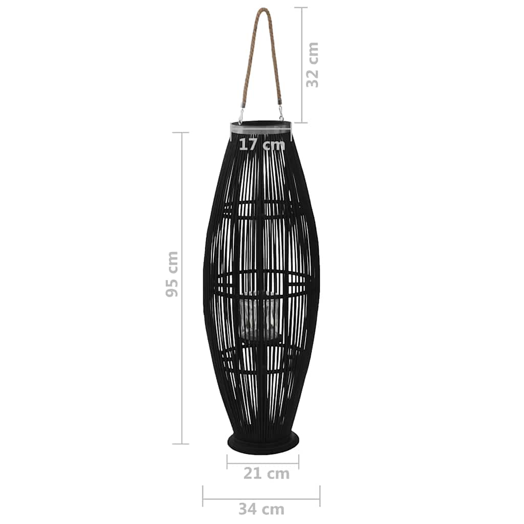 Viseći svijećnjak od bambusa crni 95 cm