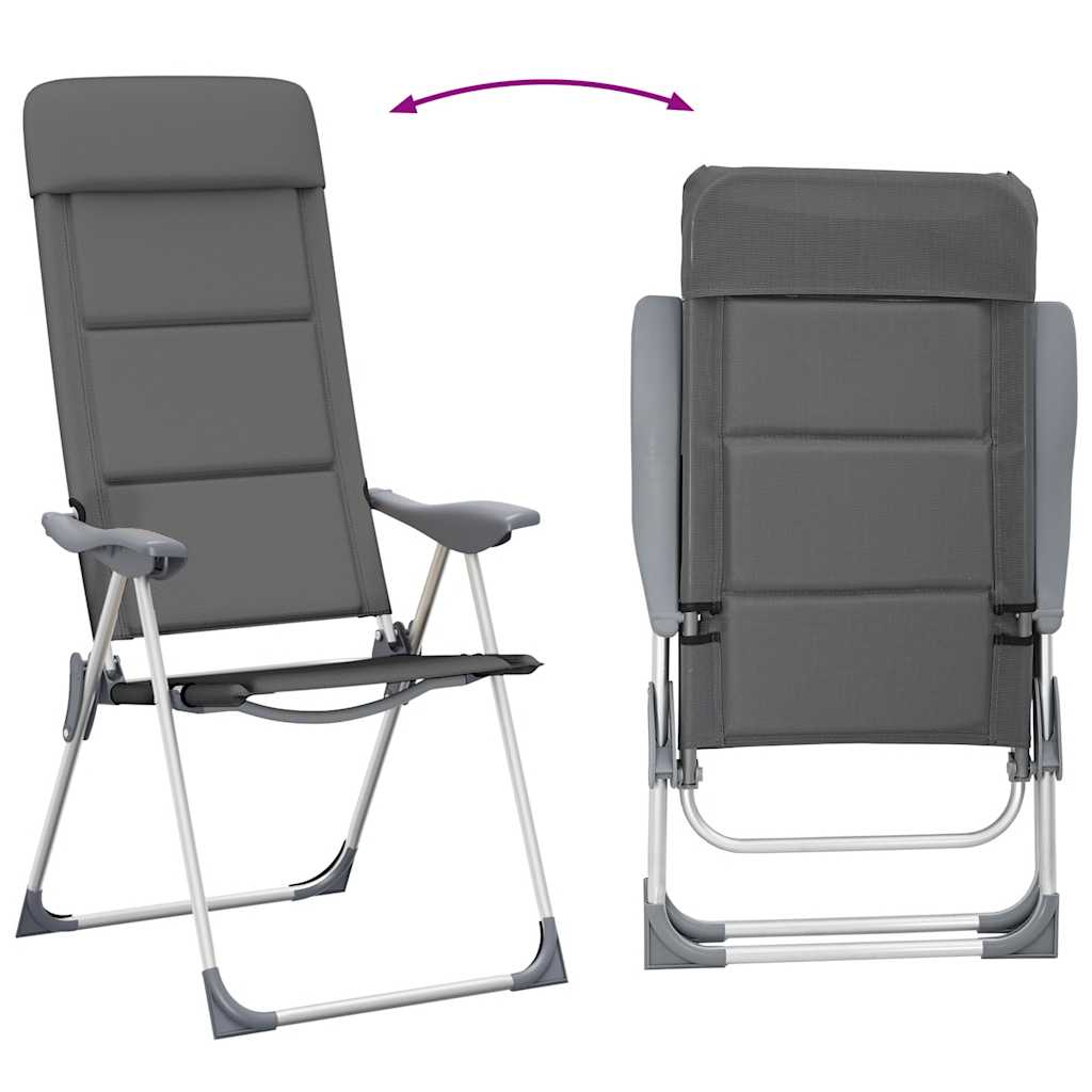 Stolice za kampiranje 2 kom sive 58 x 69 x 111 cm aluminijske