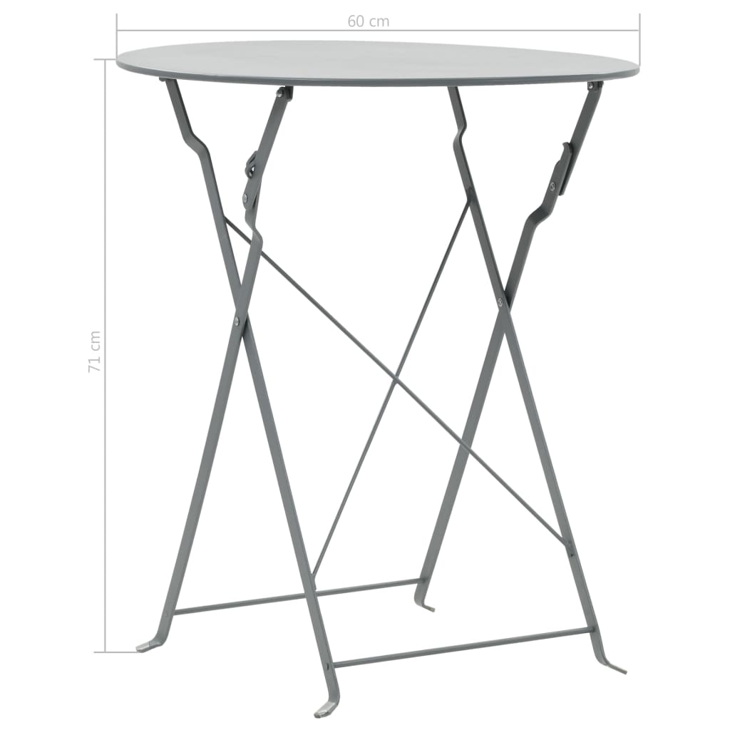 3-dijelni bistro set čelični sivi