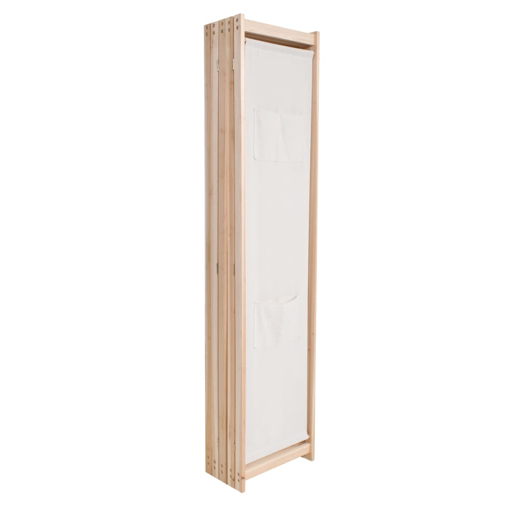 Sobna pregrada s 5 panela od tkanine 200 x 170 x 4 cm krem