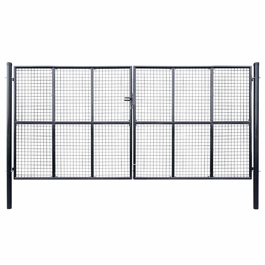 Vrtna vrata od mrežastog čelika 400x175 cm siva