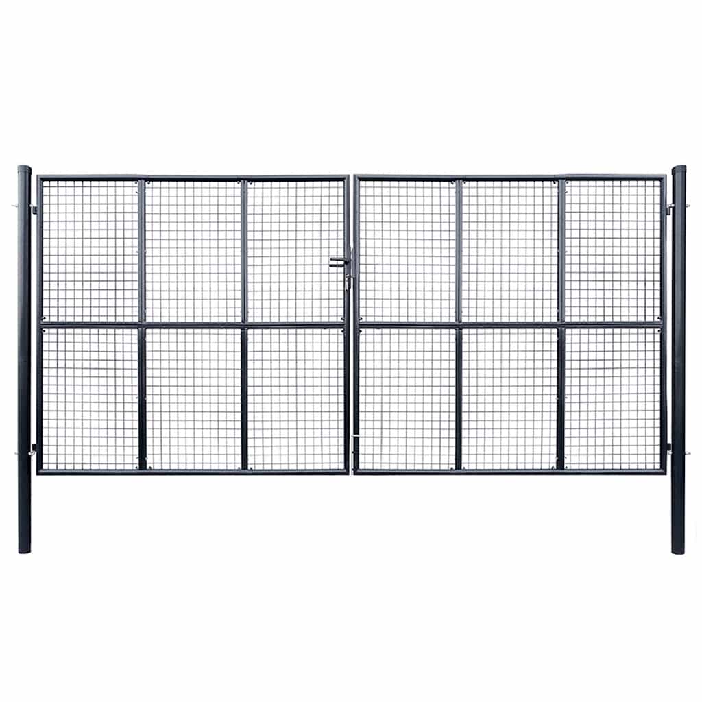 Vrtna vrata od mrežastog čelika 400x200 cm, siva