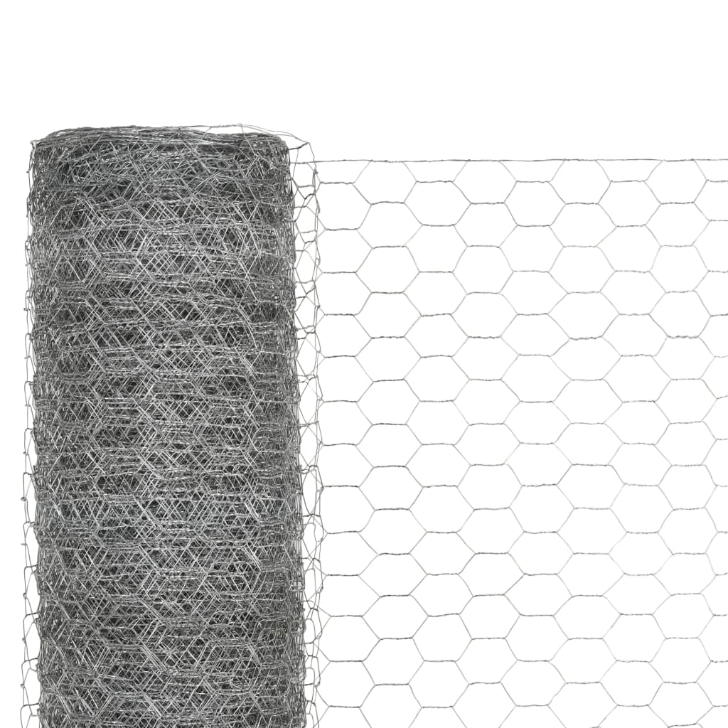 Mrežna ograda od pocinčanog čelika za kokoši 25 x 1,2 m srebrna