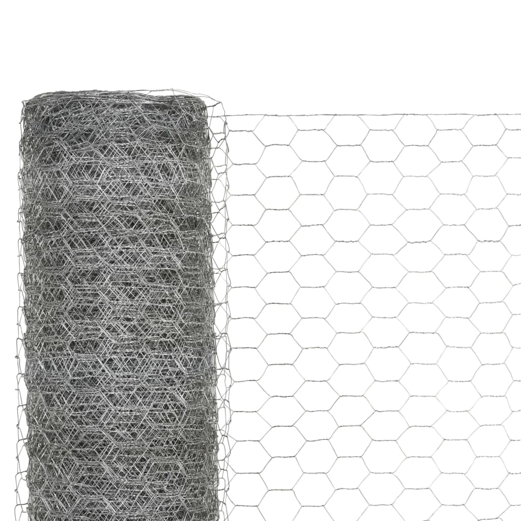 Mrežna ograda od pocinčanog čelika za kokoši 25 x 1,2 m srebrna