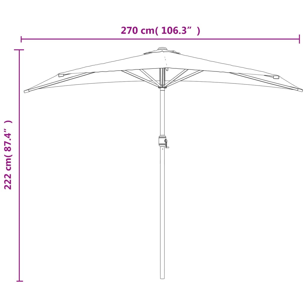 Balkonski suncobran s aluminijskom šipkom 270 x 144 cm bež