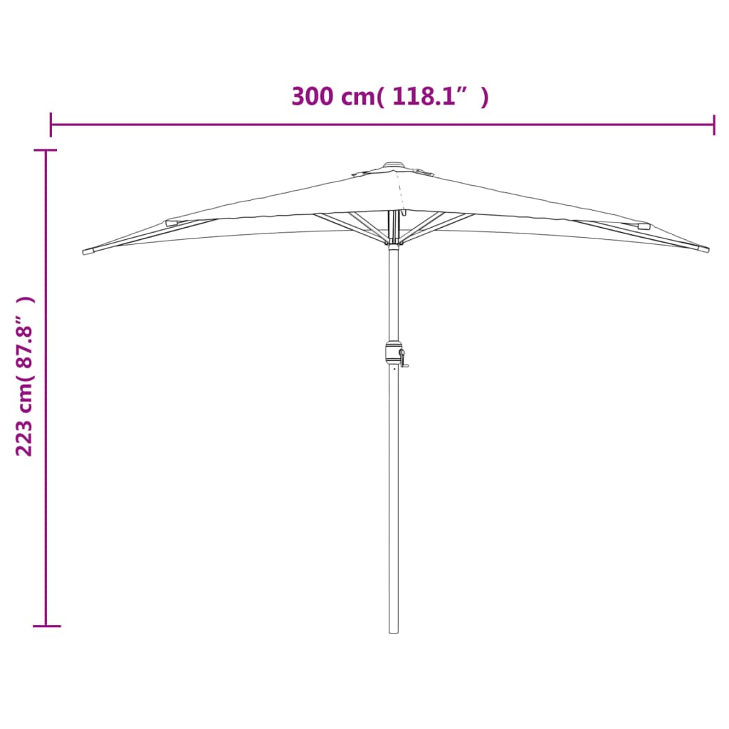 Balkonski suncobran s aluminijskom šipkom 300 x 155 cm antracit