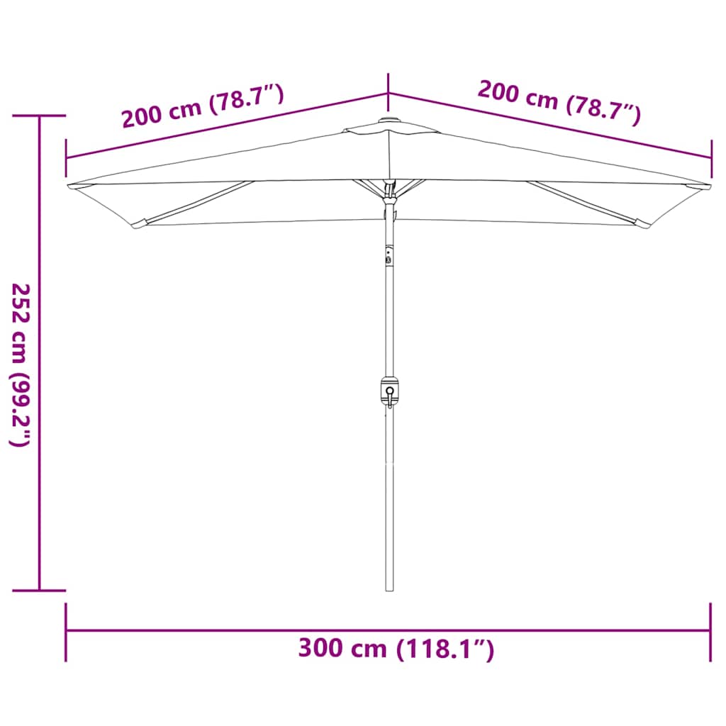 Vanjski suncobran s metalnim stupom 300 x 200 cm antracit