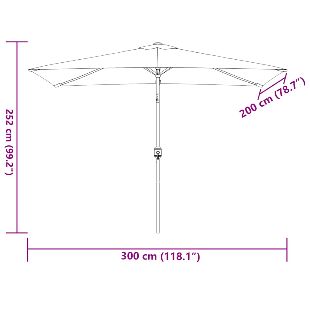 Vanjski suncobran s metalnim stupom 300 x 200 cm smeđesivi